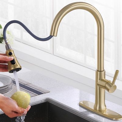 Gebürstetes Gold SUS304 Grad-Drehbecken-Hahn des heißes und kaltes Wasser-Mischer-36O
