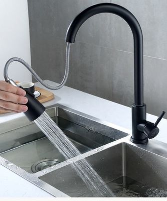 Soem-ODM-Schwarzes ziehen Küchen-Hahn-Drahtziehen-heißes und kaltes Wasser-Hahn aus